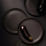 Osun Stoneware Dinner Plate Set — Matte Black (S/4)