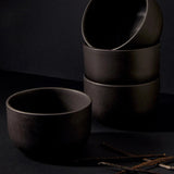Osun Stoneware Dinner Bowl Set — Matte Black (S/4)