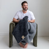 SURI Blanket — Black + Dark Gray | Alpaca + Pima Cotton