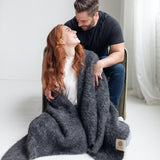 SURI Blanket — Black + Dark Gray | Alpaca + Pima Cotton
