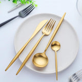 Spain Cutlery Set — Black, Rose Gold, Gold & Silver Stainless Steel Flatware (16 or 20 Piece)