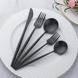 Spain Cutlery Set — Black, Rose Gold, Gold & Silver Stainless Steel Flatware (16 or 20 Piece)