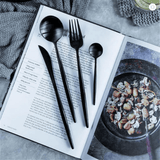 Spain Cutlery Set — Black, Rose Gold, Gold & Silver Stainless Steel Flatware (16 or 20 Piece)
