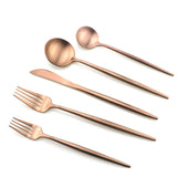 Spain Cutlery Set — Black, Rose Gold, Gold or Silver Stainless Steel Flatware (16 or 20 Piece)